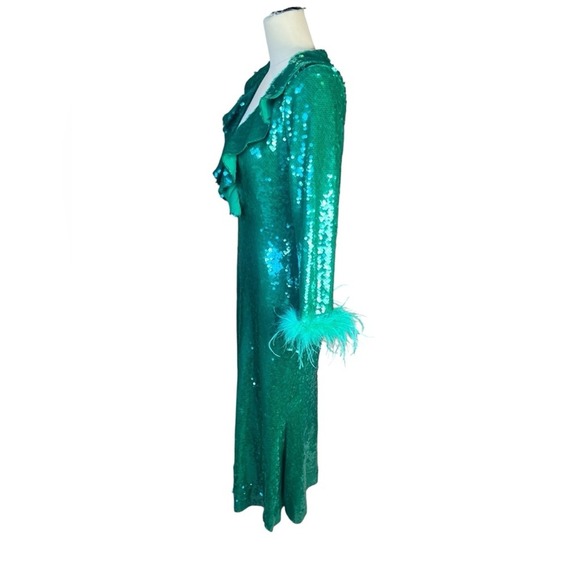 Self portrait Holiday Green Formal Sequin midi dress size 6 - Picture 4 of 13